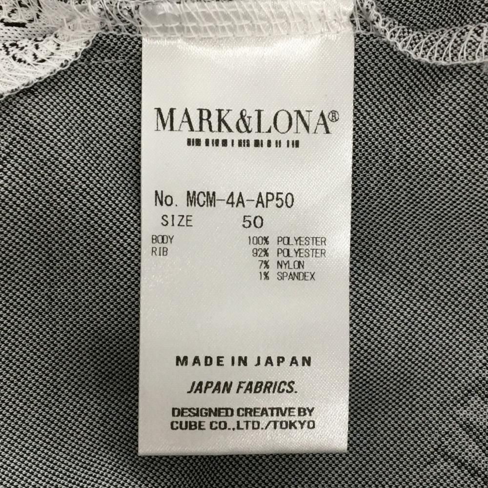 新品】マークアンドロナ 半袖ポロシャツ 白×黒 斜めロゴ総柄 新品】マークアンドロナ 半袖ポロシャツ 白×黒 斜めロゴ総柄