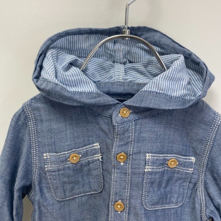 babyGap ベビーギャップ デニム風シャツ 長袖 パーカー 80 青 春夏秋