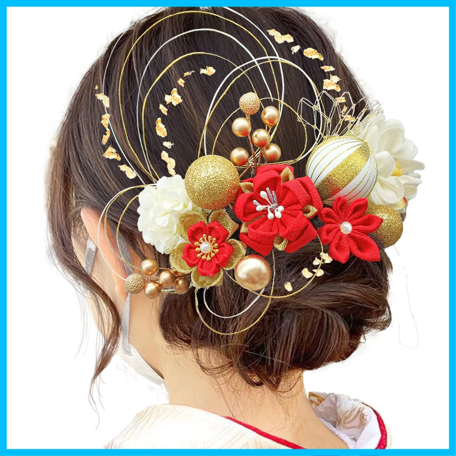 [新品・未使用]人気 和服 髪飾り ヘアーアクセサリー 浴衣 かんざし 着物 七五三 振袖 袴 成人式 結納 卒業式 つまみ細工 入学式 結婚式 [JZOON] 発表会