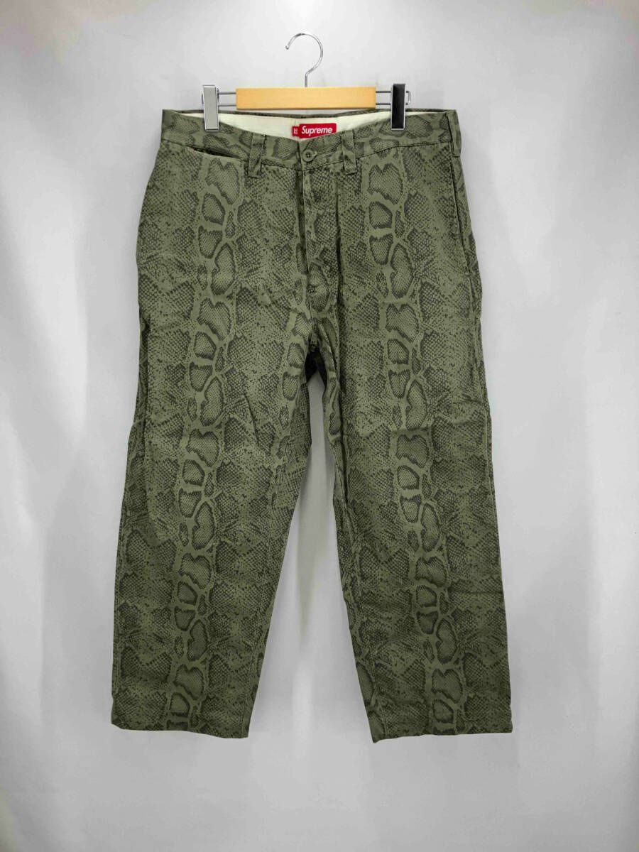 Supreme シュプリーム Snake Print 綿パン サイズ32 グリーン系 通年
