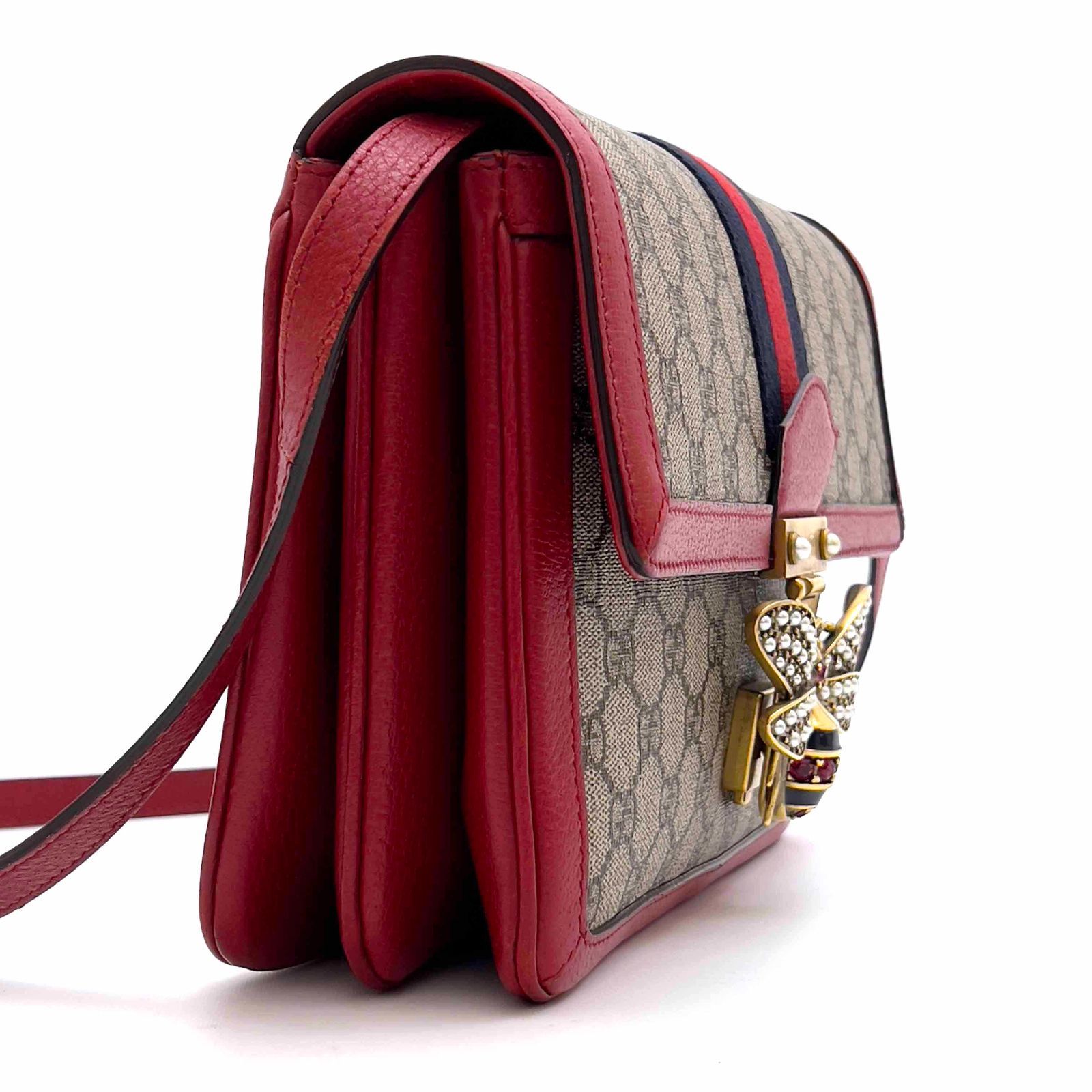 GUCCI グッチ ビー クイーン マーガレット キャンバス レザー 