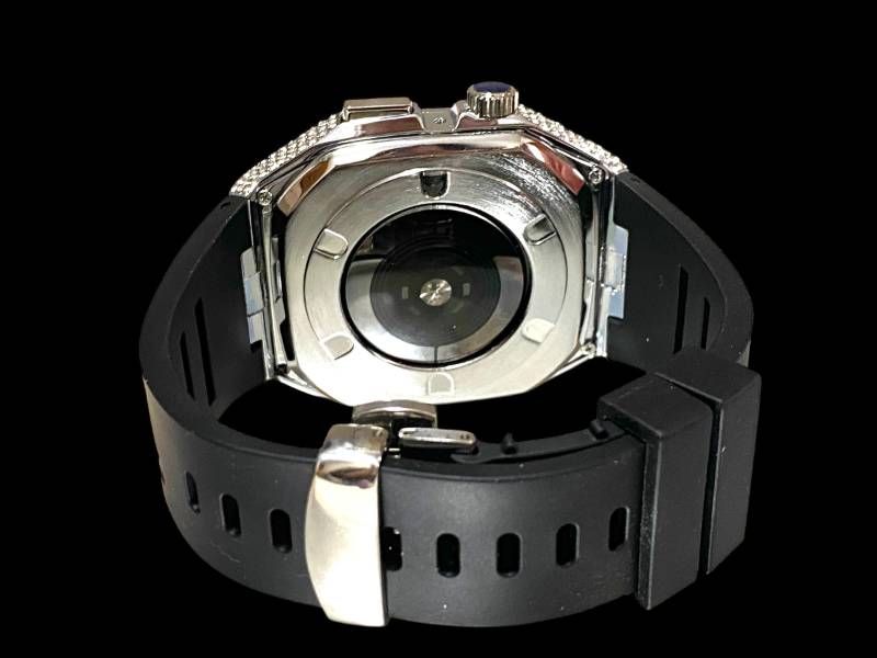 アップルウォッチケース 互換性対応 カスタム カバー 保護 ギフト 44 ４２ 45 46 キラキラ ベルト Apple Watch バンド セット series4 5 6 7 8 9 10 11 ブラックシルバー CHRISTIANNAURATH_COM_BR