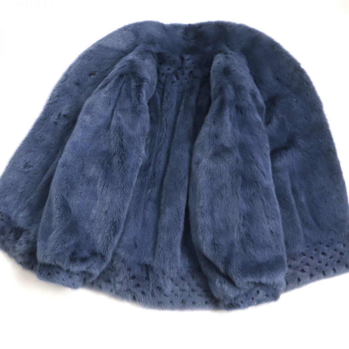 毛並み美品▽シルバーブル MINK ミンク 毛皮コート 11 艶やか◎