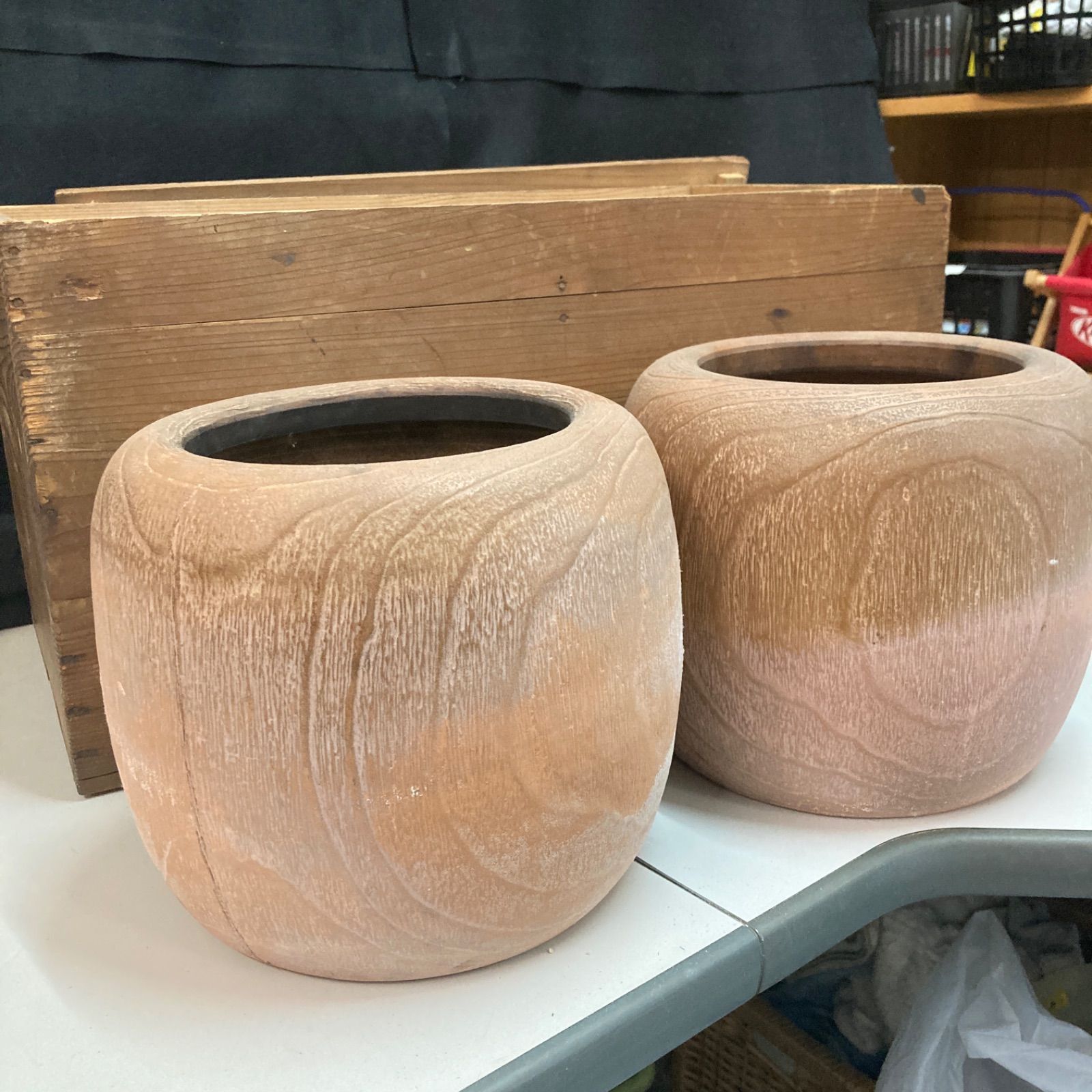 昭和レトロ　木製箱火鉢2個セット Amazon | 四角 わっぱ弁当箱 ランチボック 天然木 2段 寿司箱
