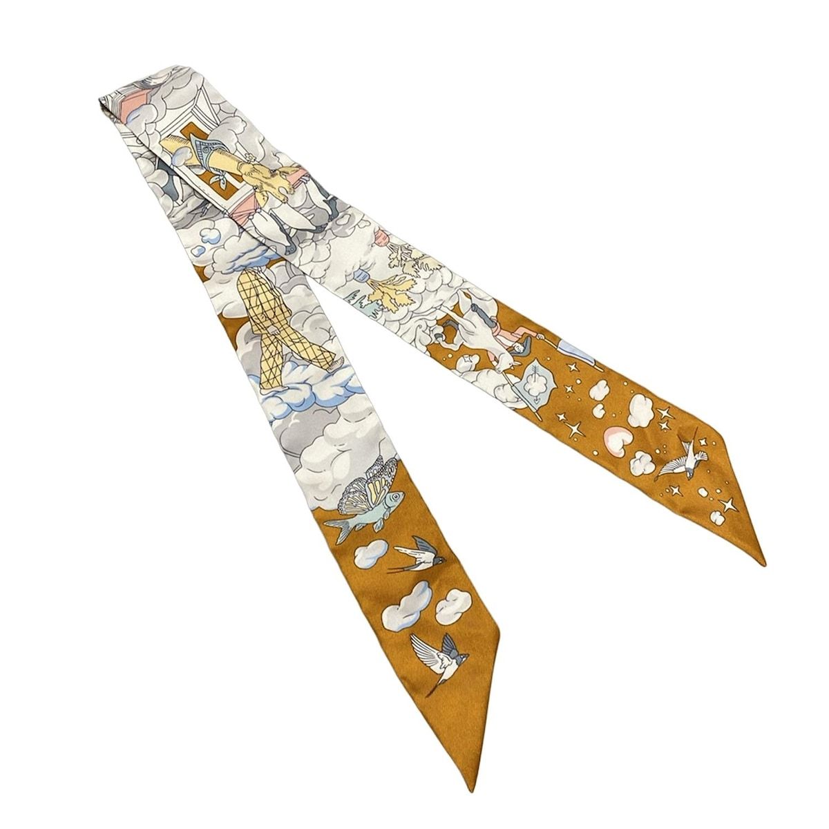 HERMES(エルメス) スカーフ美品 ツイリー キャメル(ブラウン)×マルチ  
