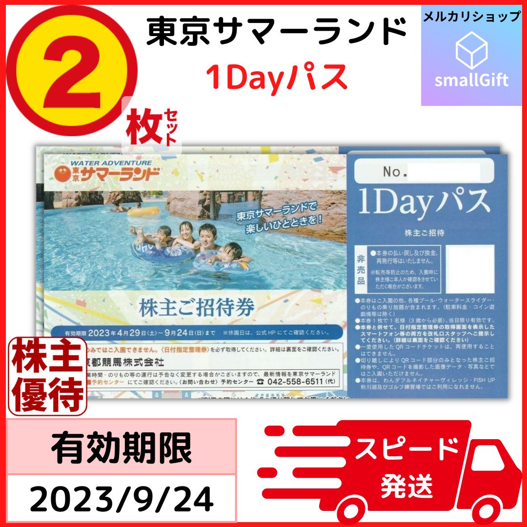 お急ぎメルカリ便】東京サマーランド1DAYパス 株主ご招待券 2枚b けだるい