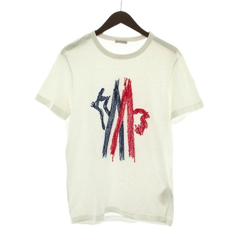 モンクレール MONCLER 17SS GRENOBLE MAGLIA グルノーブル Tシャツ カットソー 半袖 ロゴ刺繍 クルーネック S 白 ホワイト C10918035050 8390T /IR GY18