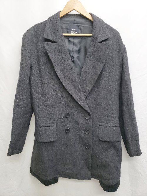 【美品】LIMI feu　春ダブル ジャケット　デカボタン　黒　コットン ギャバ リミフゥLIMI feu ウールギャバ裾ボタンデザインパンツ 黒S | DC