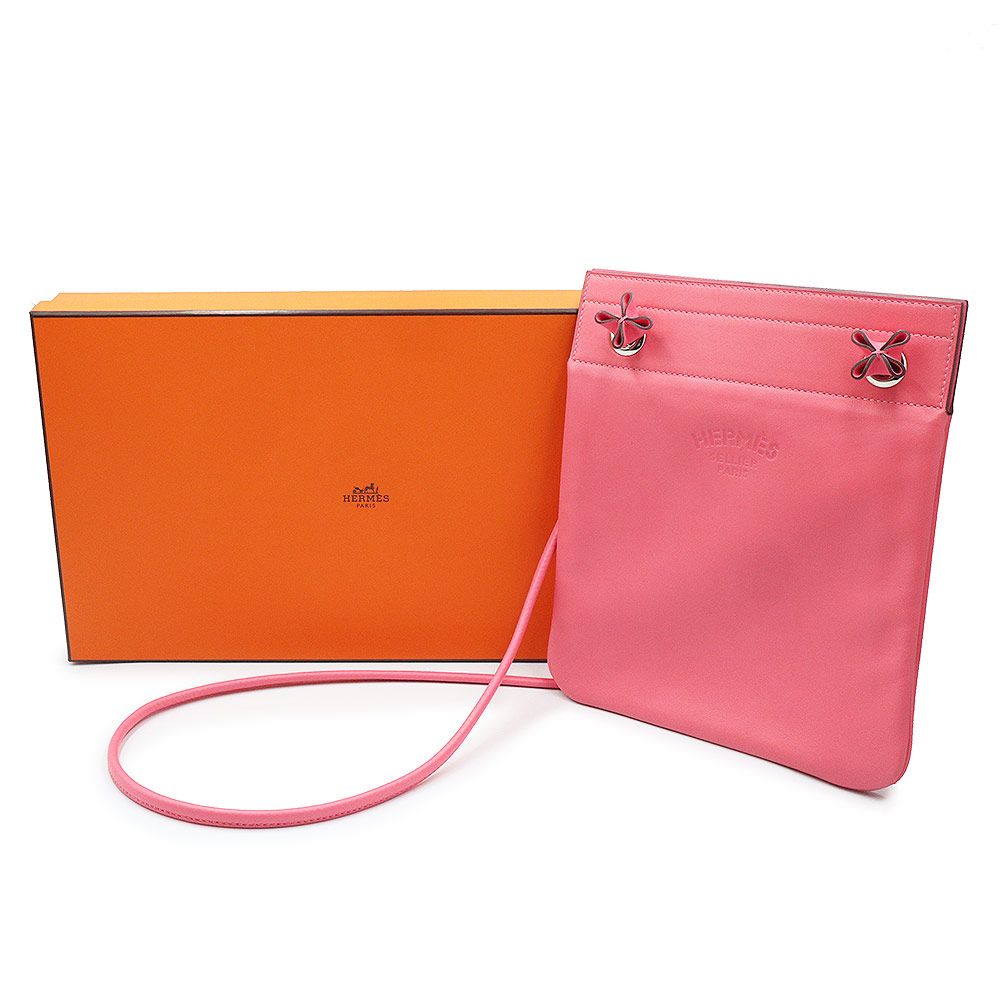 エルメス サック アリーヌ ミニ ショルダーバッグ 斜め掛け アニューミロ ラムスキン ヴォースイフト レザー ローズアザレ ピンク シルバー金具 C刻印 箱付 HERMES（未使用　展示品） エルメス サック アリーヌ ミニ ショルダーバッグ 斜め掛け