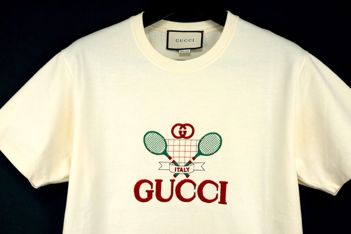 20SS GUCCI Club Multi Tee グッチ テニス 刺繍 ロゴ Tシャツ ベージュ 