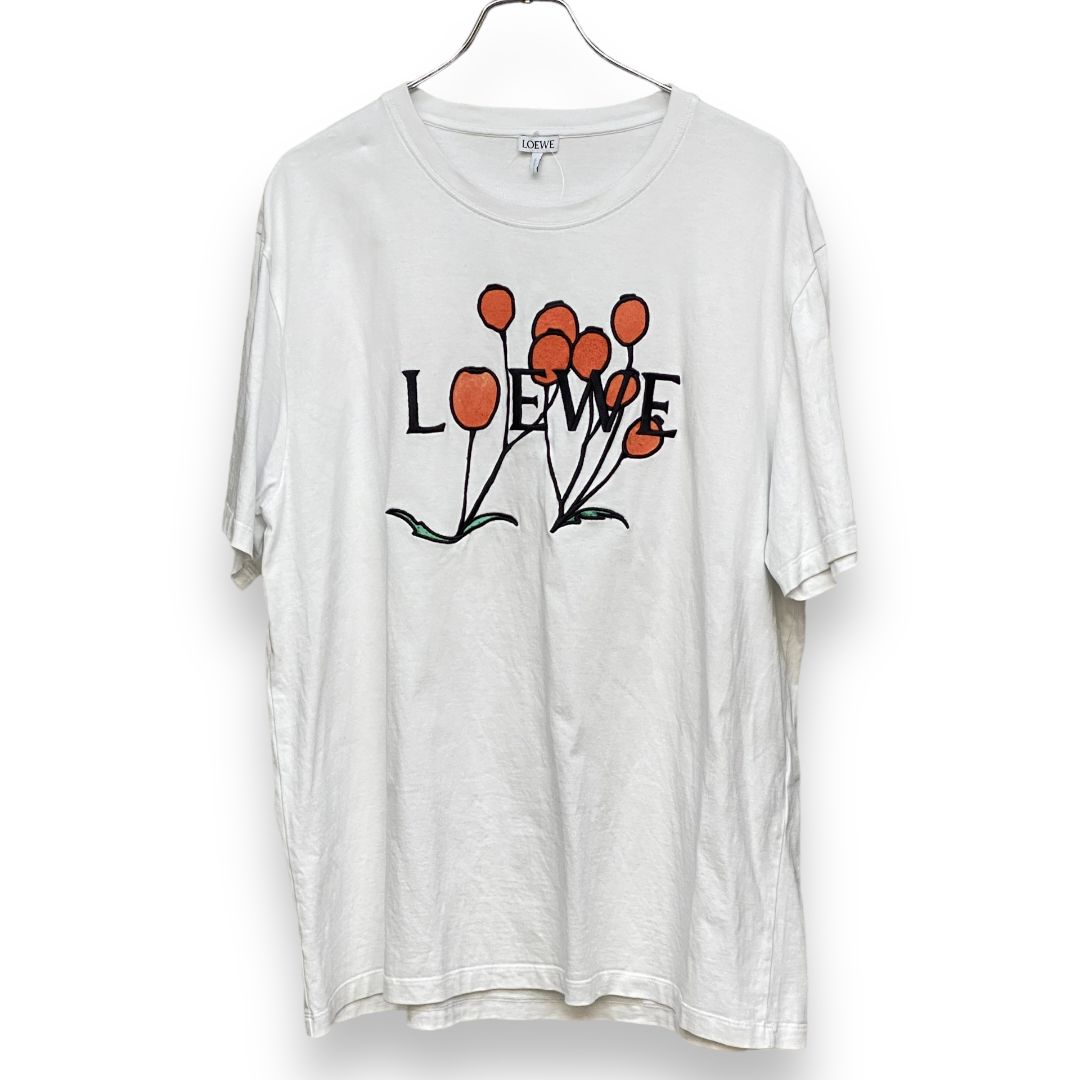 LOEWE 22SS White T-Shirt With Brand Name Embroidery ハーバリウム刺繍Tシャツ - メルカリ