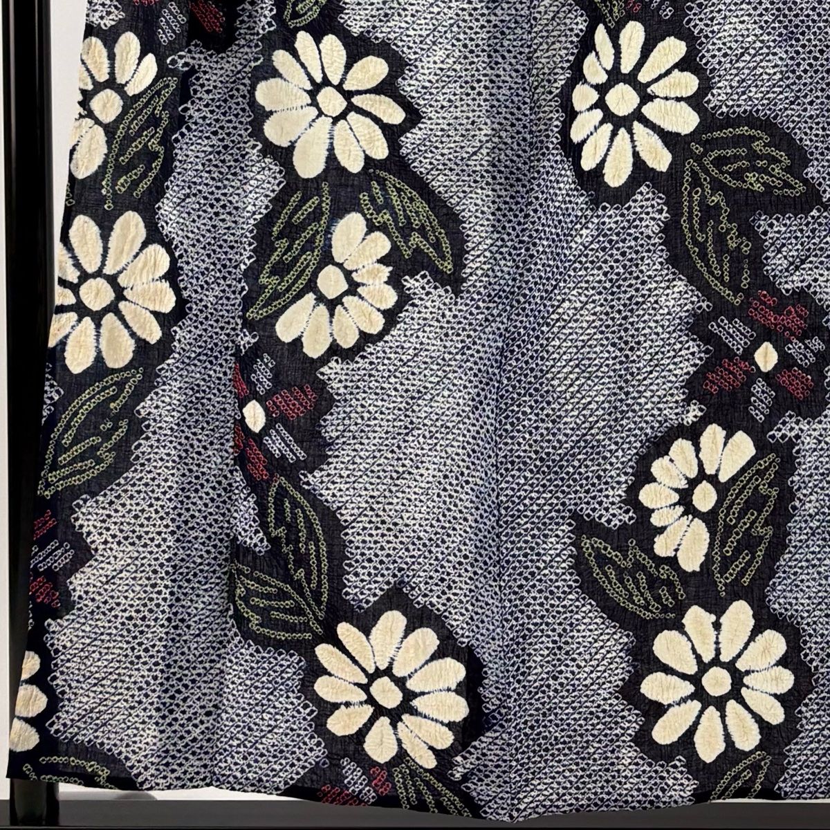 浴衣 身丈155cm 裄丈63cm S 絞り浴衣 菊 濃紺 綿