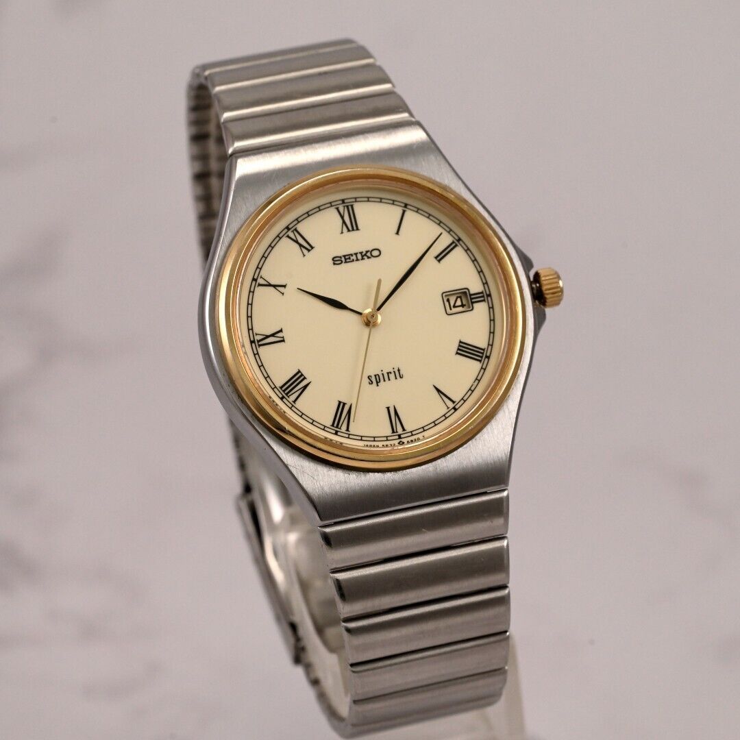 セイコー Seiko SPRITスピリット QUARTZ 34mm Roman Ivory Round Dial Ref.5P32-6B30 動作品  ユニセックス