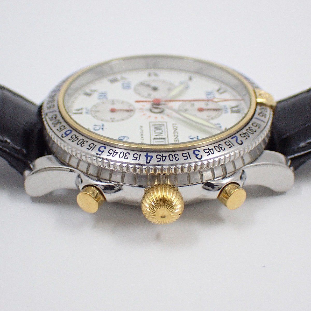 ロンジン リンドバーグ クロノグラフ 自動巻き メンズ 腕時計 18K/SS  