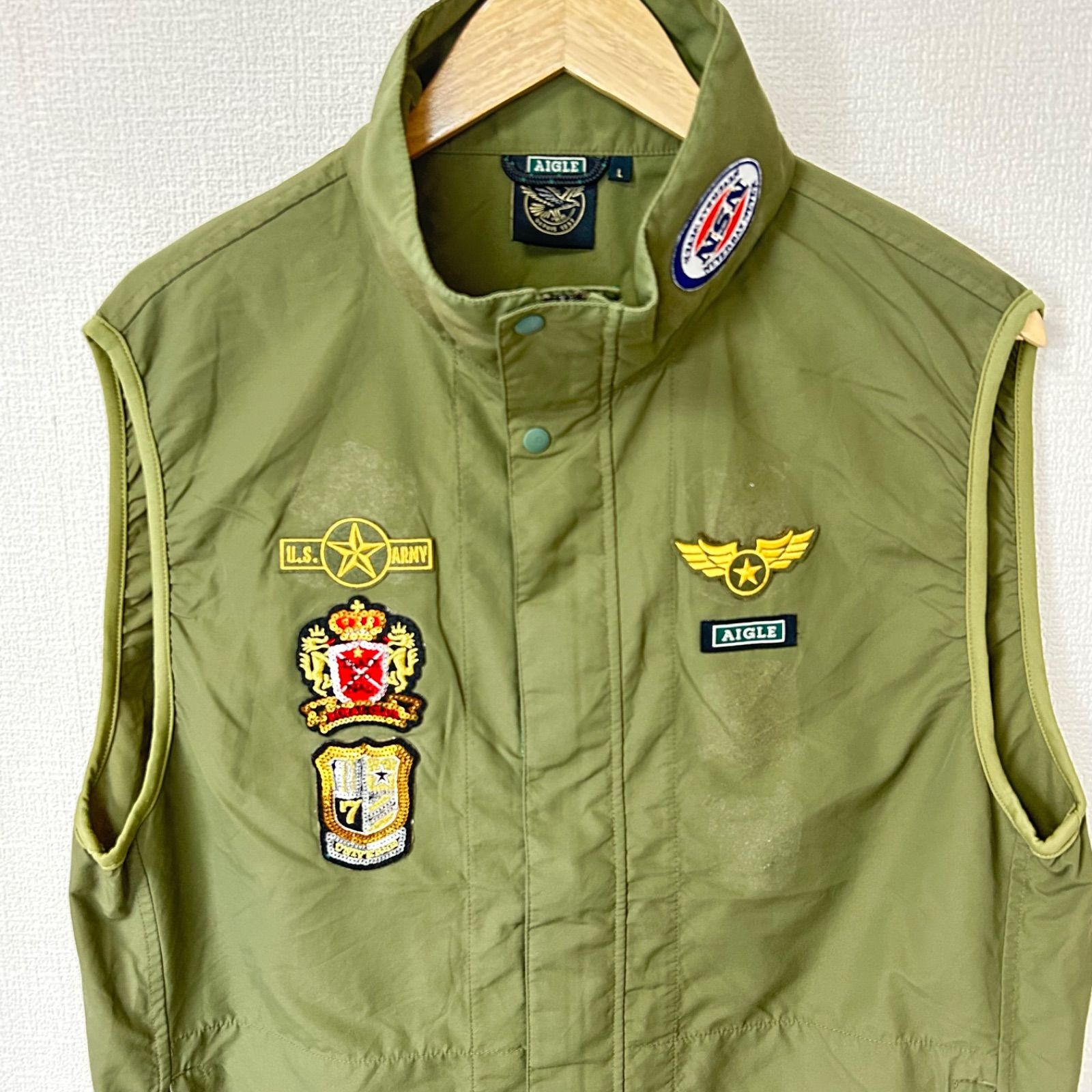 w^)b AIGLE エーグル ジップアップベスト ナイロン100