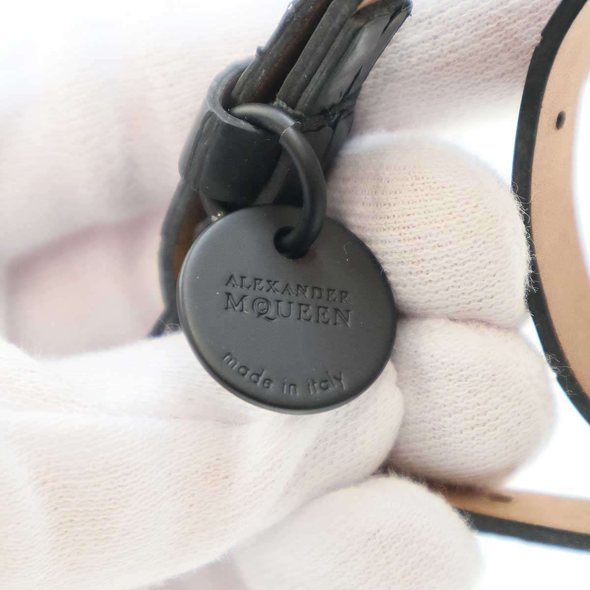 アレキサンダーマックイーン　スカル　レザー　ブレスレット　黒　未使用 中古・古着通販】ALEXANDER McQUEEN (アレキサンダー