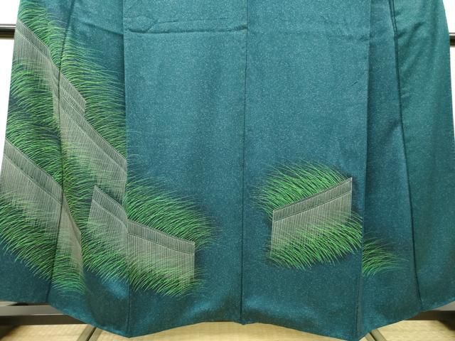 平和屋着物○訪問着 紬地 手描き 草木文 鈴乃屋扱い 胴抜き仕立て