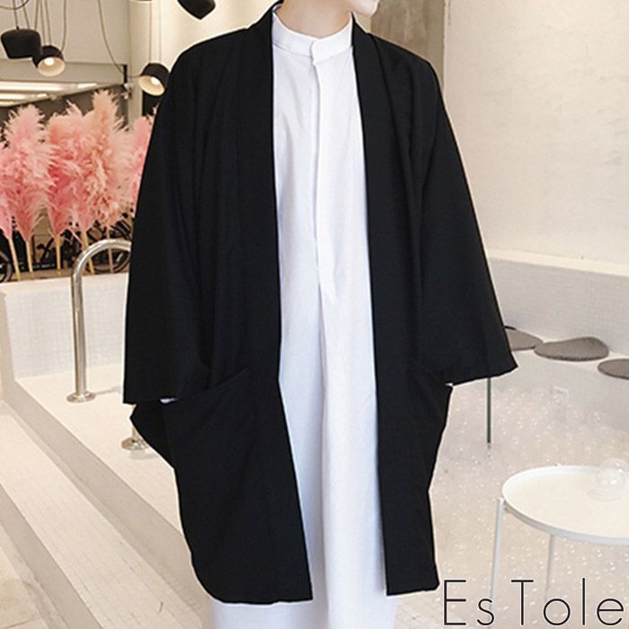 EsTole 黒無地羽織 メンズ カーディガン レディース 和服 モード系 EsTole 黒無地羽織 メンズ カーディガン レディース 和服 モード