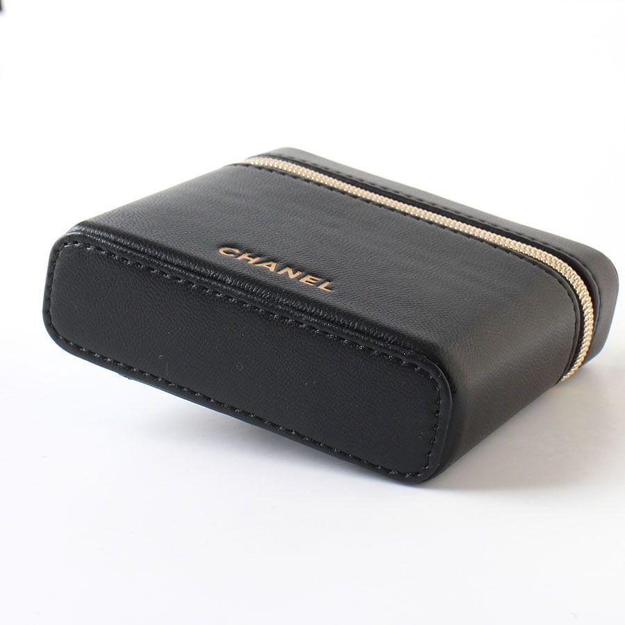 未使用 シャネル ノベルティ ベロア ミラー付 ミニ ポーチ 黒 化粧ポーチ CHANEL／ミラー付きミニリップコスメポーチ ノベルティ シャネル