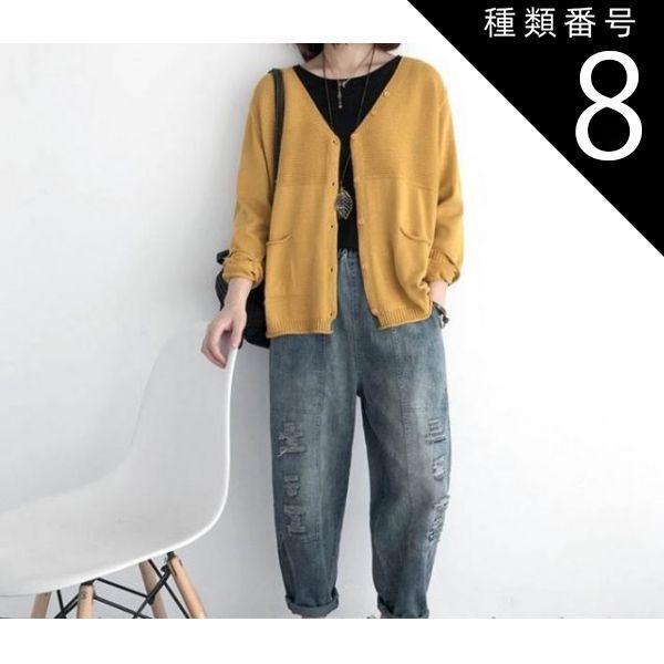 種類25：ブルー/XL トップス カーディガン ミディアム丈 袖あり 7分袖