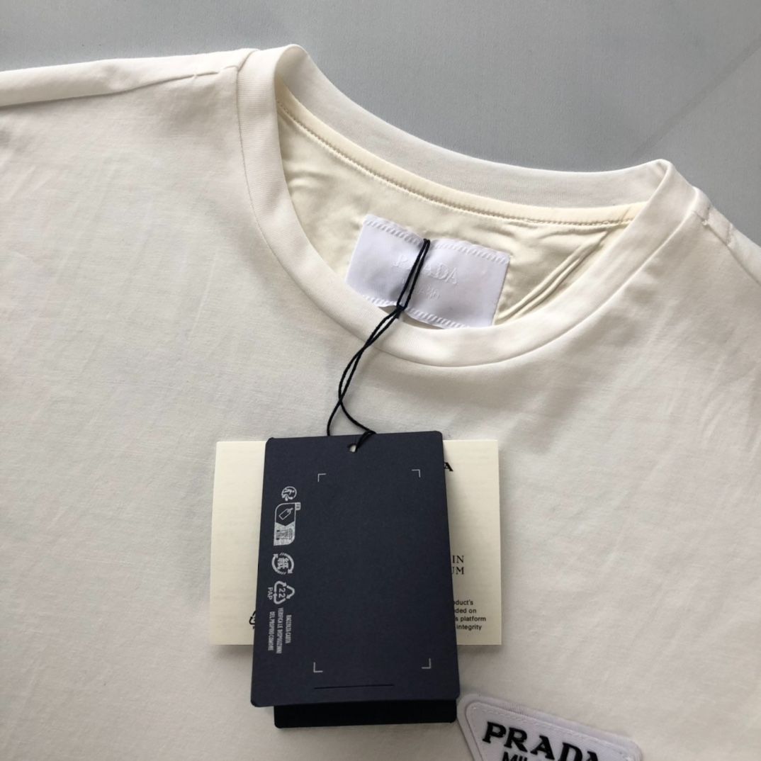 Prada プラダ 三角ロゴ メンズ レディース 半袖Tシャツ ホワイト M