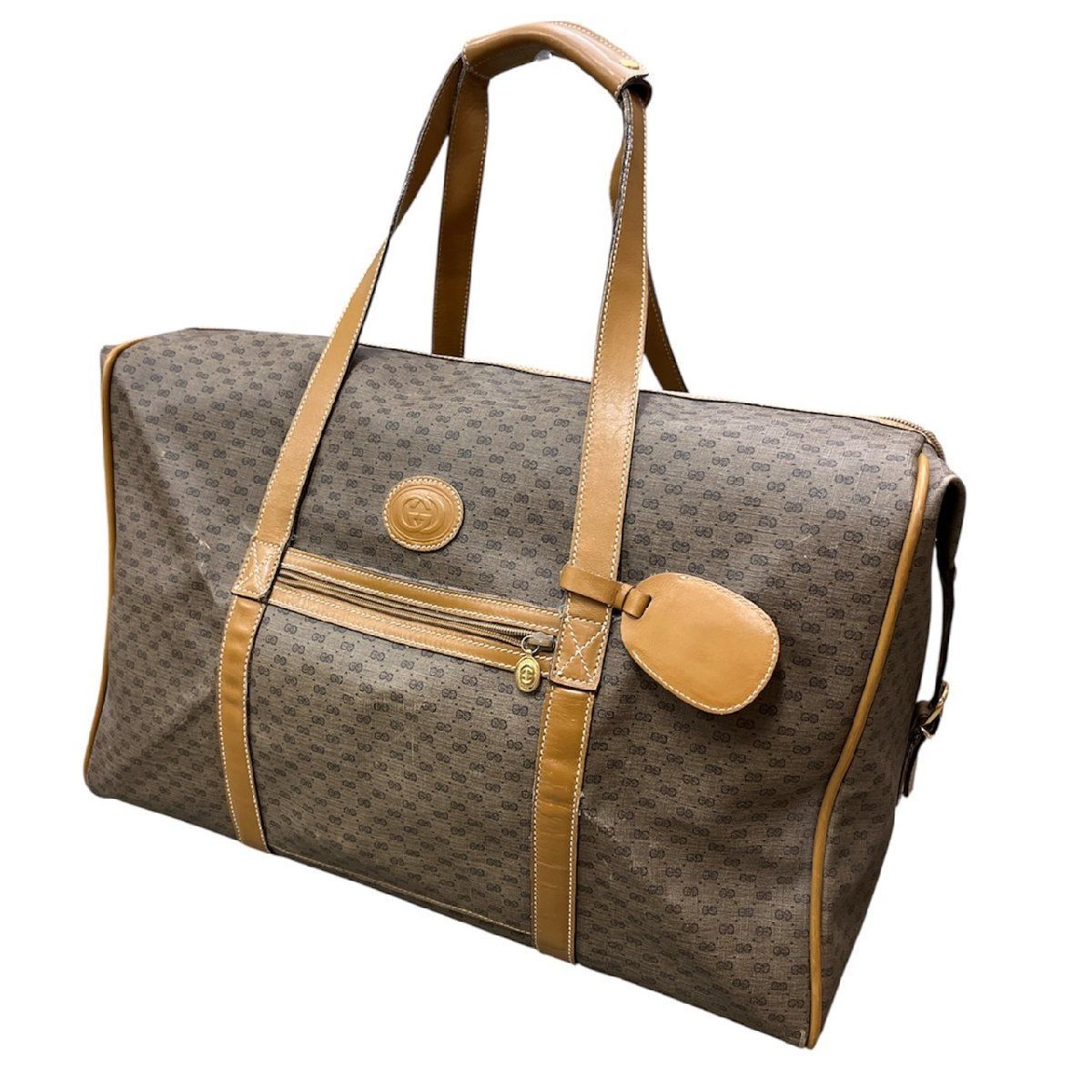 【美品】グッチ GG柄 大容量 ボストンバッグ PVC GUCCI/グッチ ボストンバッグ オールドグッチ GG柄 PVC×レザー