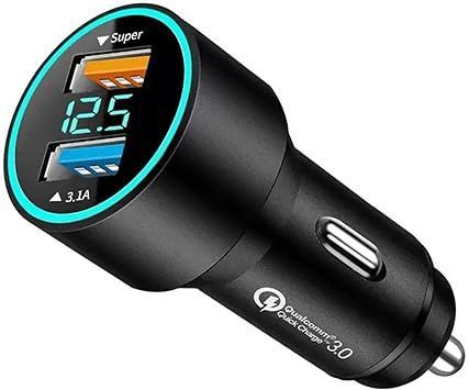 KANOYO【2023改良モデル】車載充電器 【66W 2ポート】 USB C カーチャージャー シガーソケット USB QC3.0ポート 全金属製 急速充電 電圧計 LED表示 カー用品 12V/24V車対応 iPhone 14pro/1