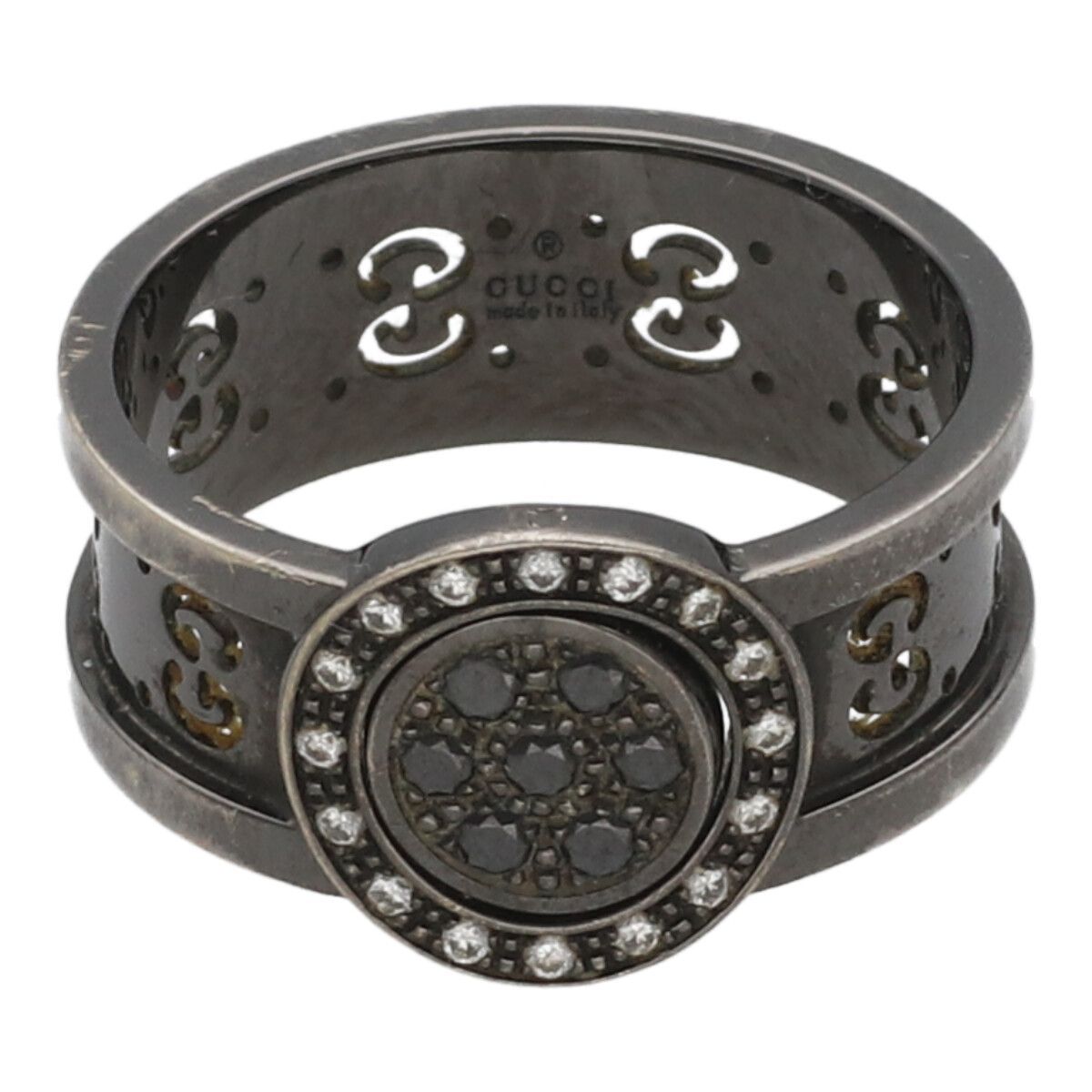グッチ k18WG ブラックダイヤモンドレディース - リング(指輪)