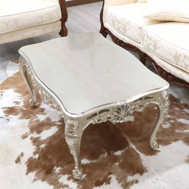 イタリア リビングテーブル シルバー 84cm 完成品 猫脚 - メルカリ