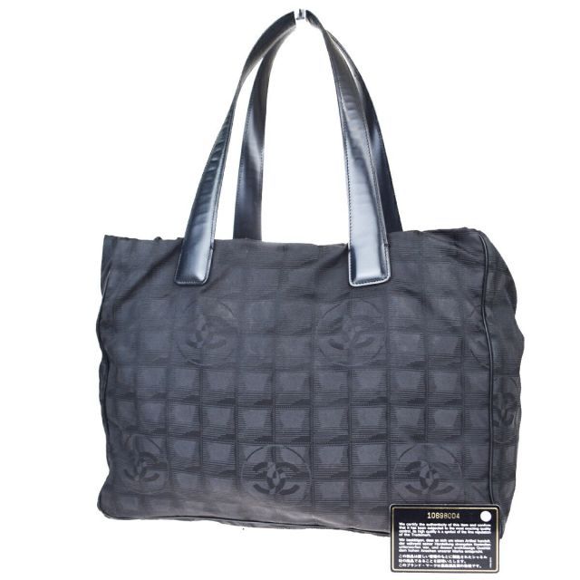 【中古】 シャネル(Chanel) ニュートラベルライン MM CC logo ジャカード，レザー トートバッグ ブラック 07GB650