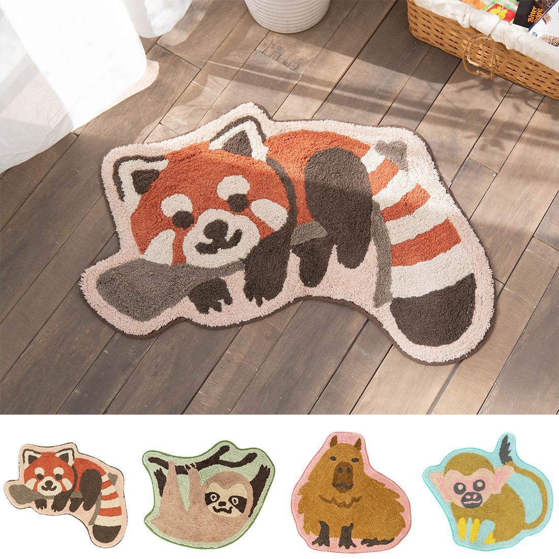 【動物園の人気者シリーズ】可愛い アニマルデザイン インテリアフロアマット 玄関 寝室 リビング 子供部屋