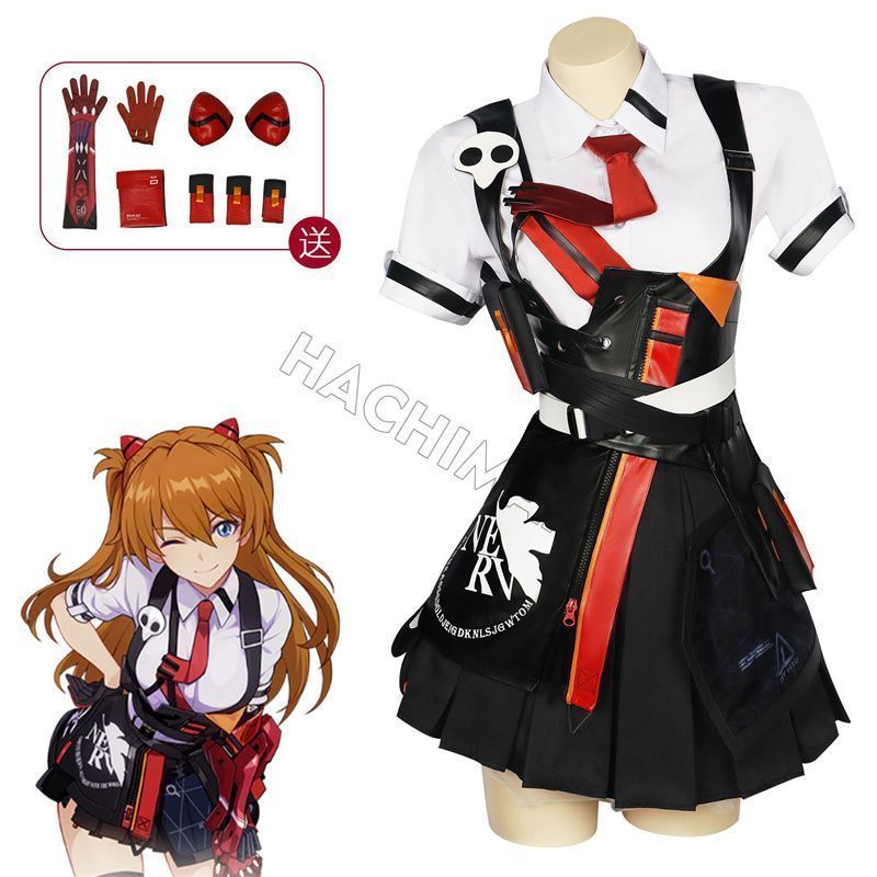 エヴァンゲリオン 崩壊3rdコラボコスプレ アスカ コスプレ衣装 ウィッグ付きcosplay小道具 舞台衣装 文化祭 ハロウイーン パーティー 人気漫画 変装 仮装 cosplay