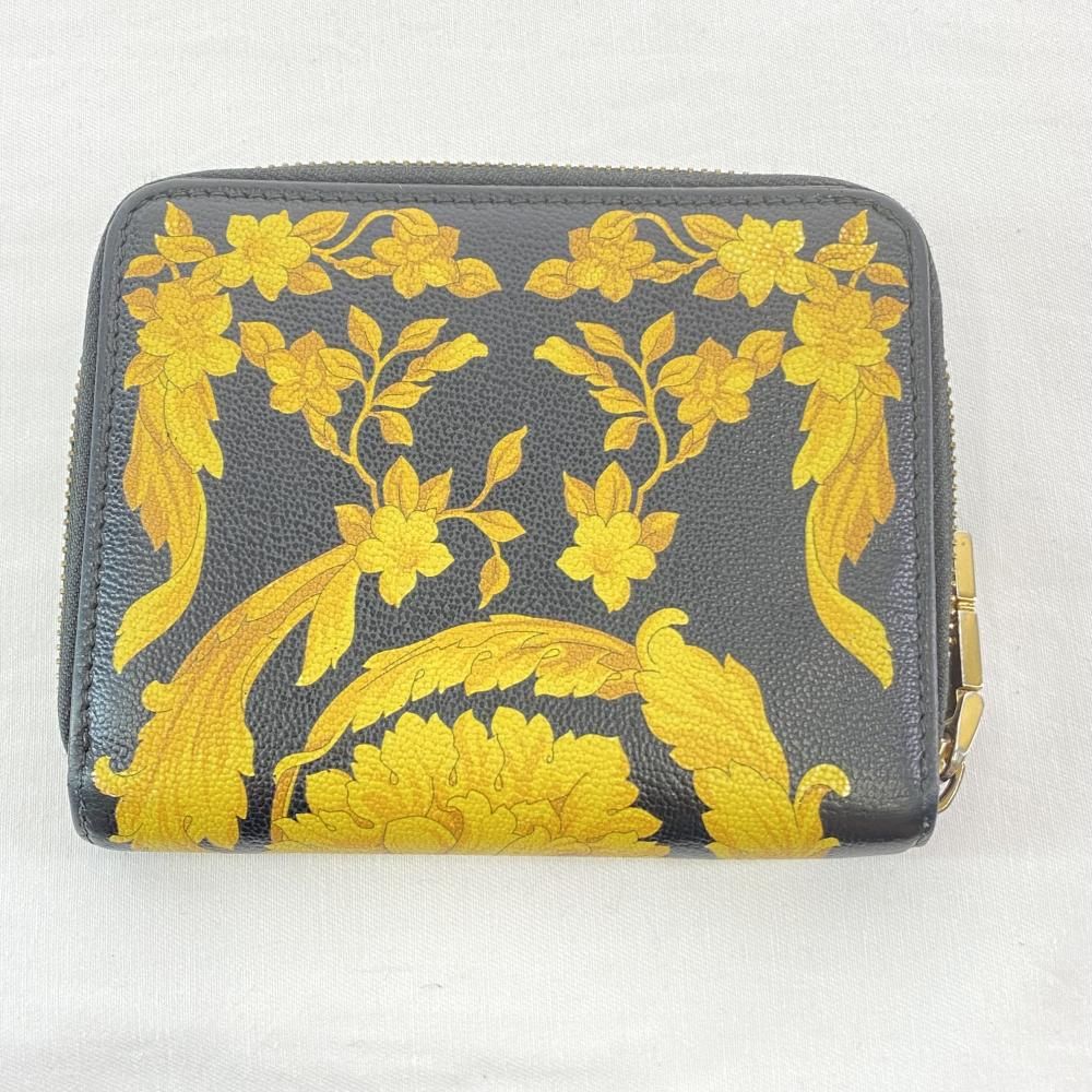 中古】VERSACE Barocco Wallet ブラック ヴェルサーチ バロッコ  