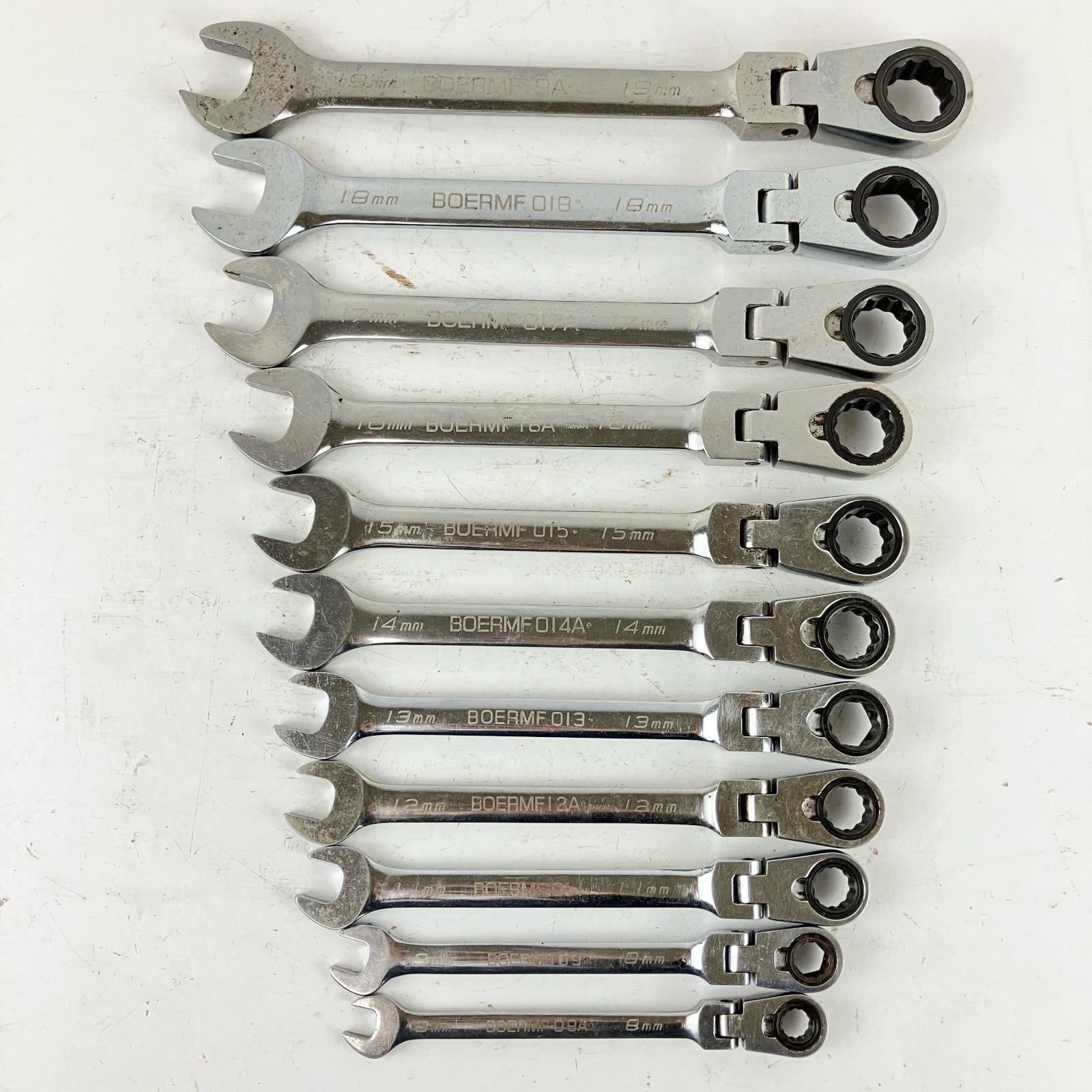 ЗЗBlue Point 8-19mm ラチェットコンビネーションレンチ 12本セット BOERMF08A シルバー