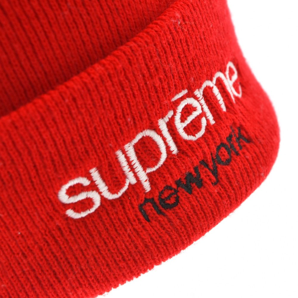 SUPREME (シュプリーム) 15AW Classic Logo Beanie メタリック クラシック ロゴ ビーニー ニット帽 ニットキャップ  レッド