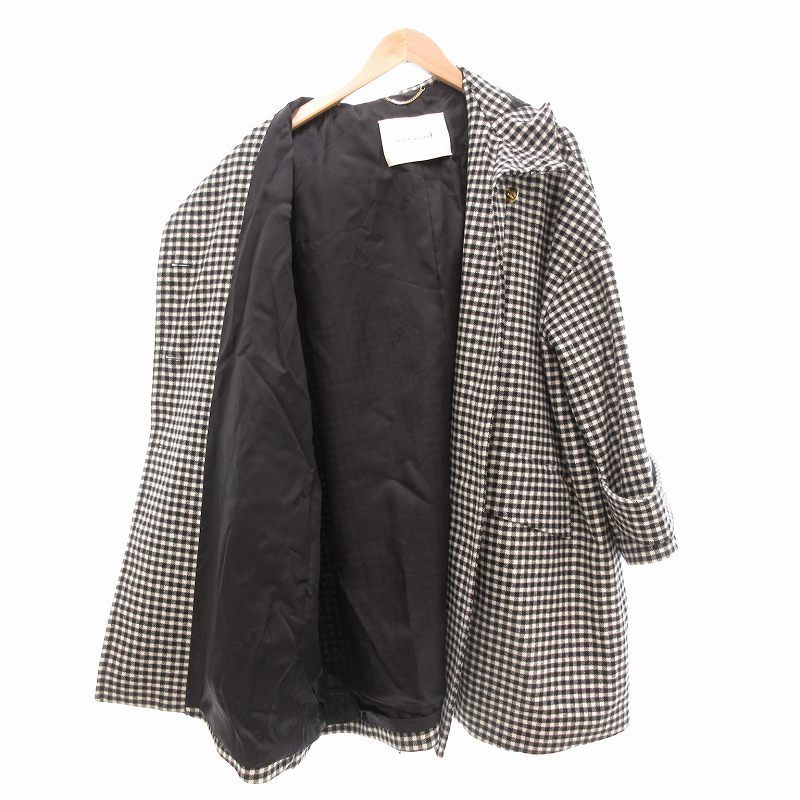 マッキントッシュ MACKINTOSH 美品 NEW HUMBIE HOOD EX フーデッドコート ウールメルトン ドロップショルダー  ギンガムチェック 英国製 ひざ丈 6 M 白 ホワイト 黒 ブラック /UO - メルカリ
