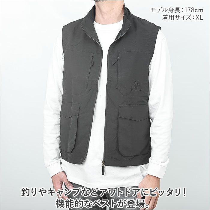 ベージュ XLサイズ ベストxxvest01 フィッシングベスト 登山 釣り
