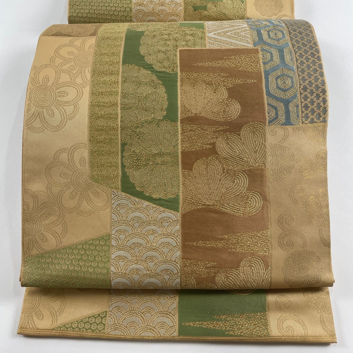袋帯 名品 川島織物 落款 関西仕立て 有職文様 菊 金糸 箔 薄