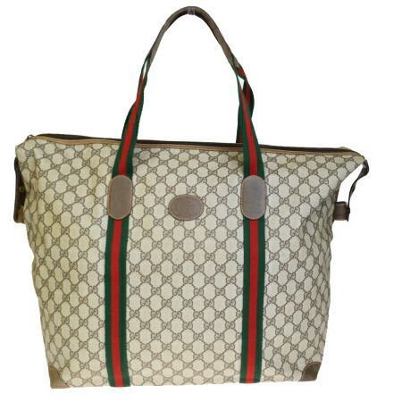 【中古】 中美品 グッチ GUCCI シェリー ショルダーバッグ ボストン 旅行かばん GG柄 インターロッキング ブラウン グリーン 69EQ012
