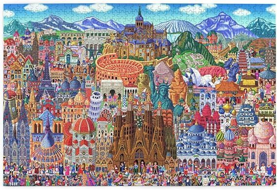 世界名作劇場大集合！★新品未使用品ジグソーパズル★パノラマビュー送料無料 在庫処分】ジグソーパズル マイクロピース 世界名所大集合 1000ピース