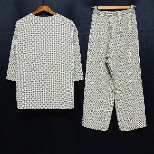 anc シセンドウ 詩仙堂 ヒトシタムラ セットアップ ツーピース ちりめん ワイド パンツ アイボリー 黒 六葉 レディース 967163