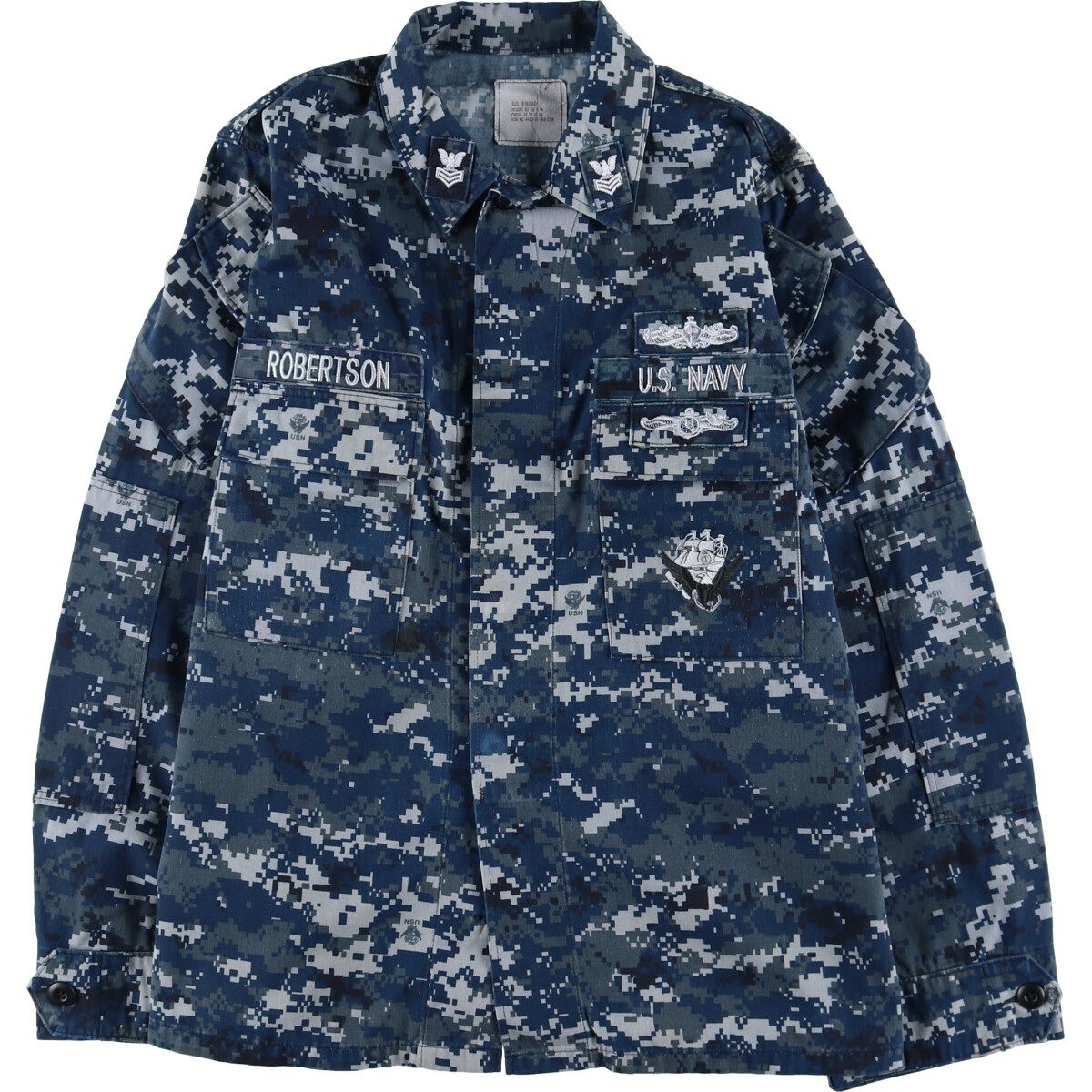 古着 00年代 米軍実品 BLOUSE WORKING US NAVY 迷彩柄 NWU デジタルカモ ミリタリージャケット USA製 39REGULAR メンズL相当/eaa513601