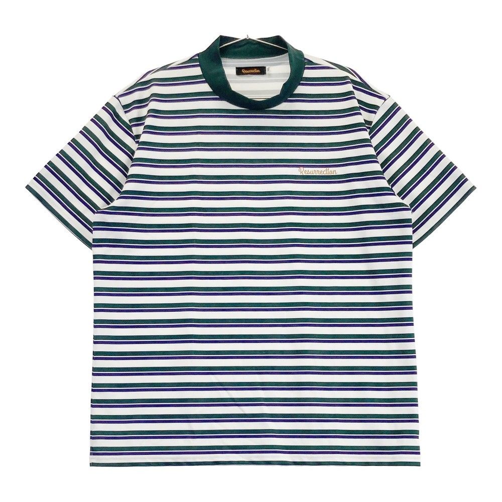 サイズ XXL RESURRECTION レザレクション 2025年モデル ハイネック 半袖Tシャツ ボーダー柄 グリーン系 240101437636 ゴルフウェア メンズ ストスト