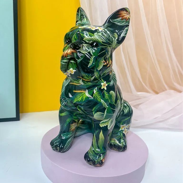 犬のオブジェフレンチブルドッグの置物動物像人形インテリアフィギュア