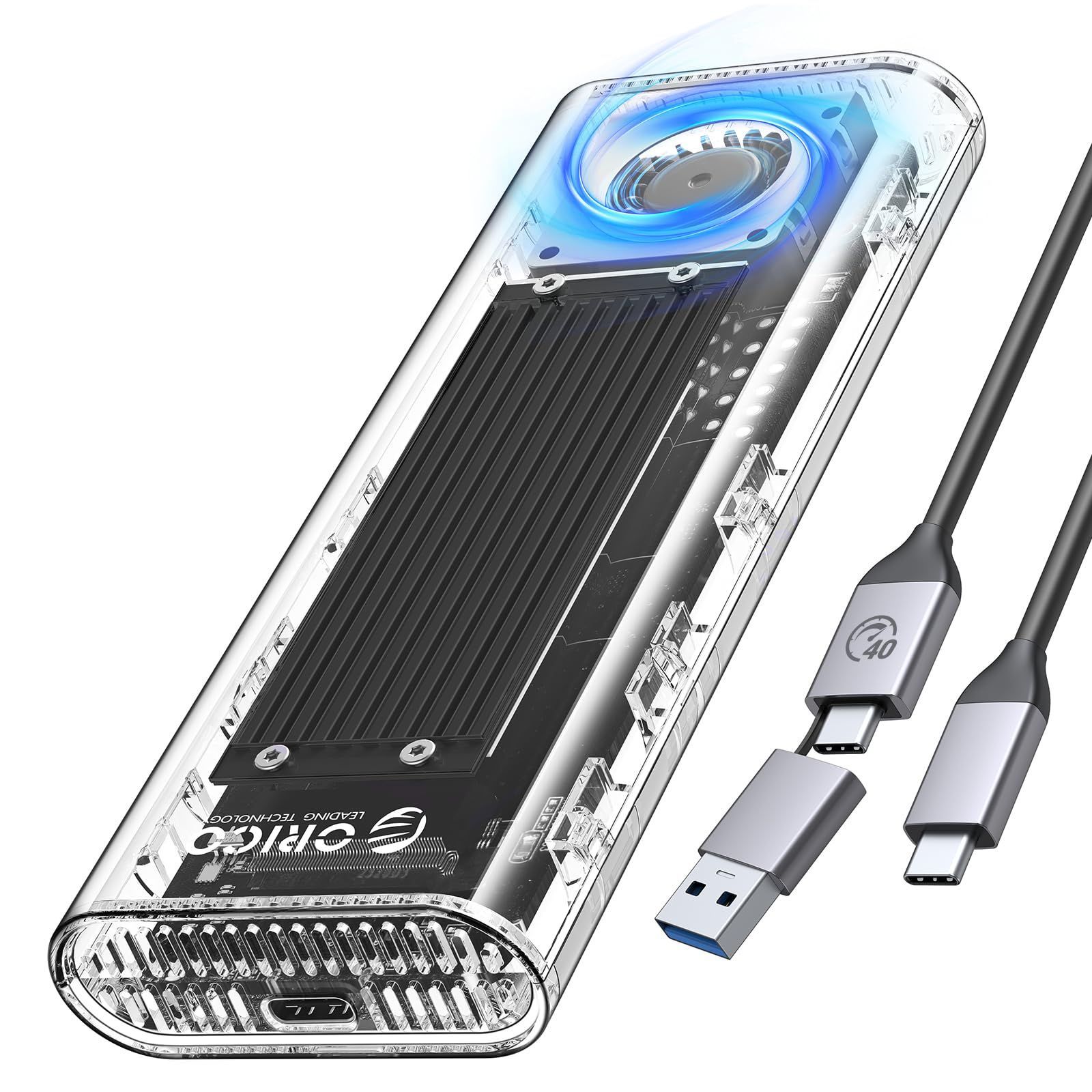 ケース2230 2242 SSD SSD 4 2260 ファン内蔵の透明Thunderbolt SSDケース NVMe M.2 2280 Mキーのみ 対応 USB4|3.2|3.0|2.0対応-TCM2U4 USB4 工具不要最新 40Gbps