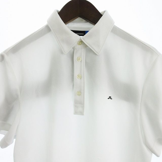 【新品・未使用・タグ付】J.LINDEBERG ポロシャツ 白 Ｌ J.LINDEBERG（ジェイリンドバーグ）袖JLロゴポロ(44 ホワイト