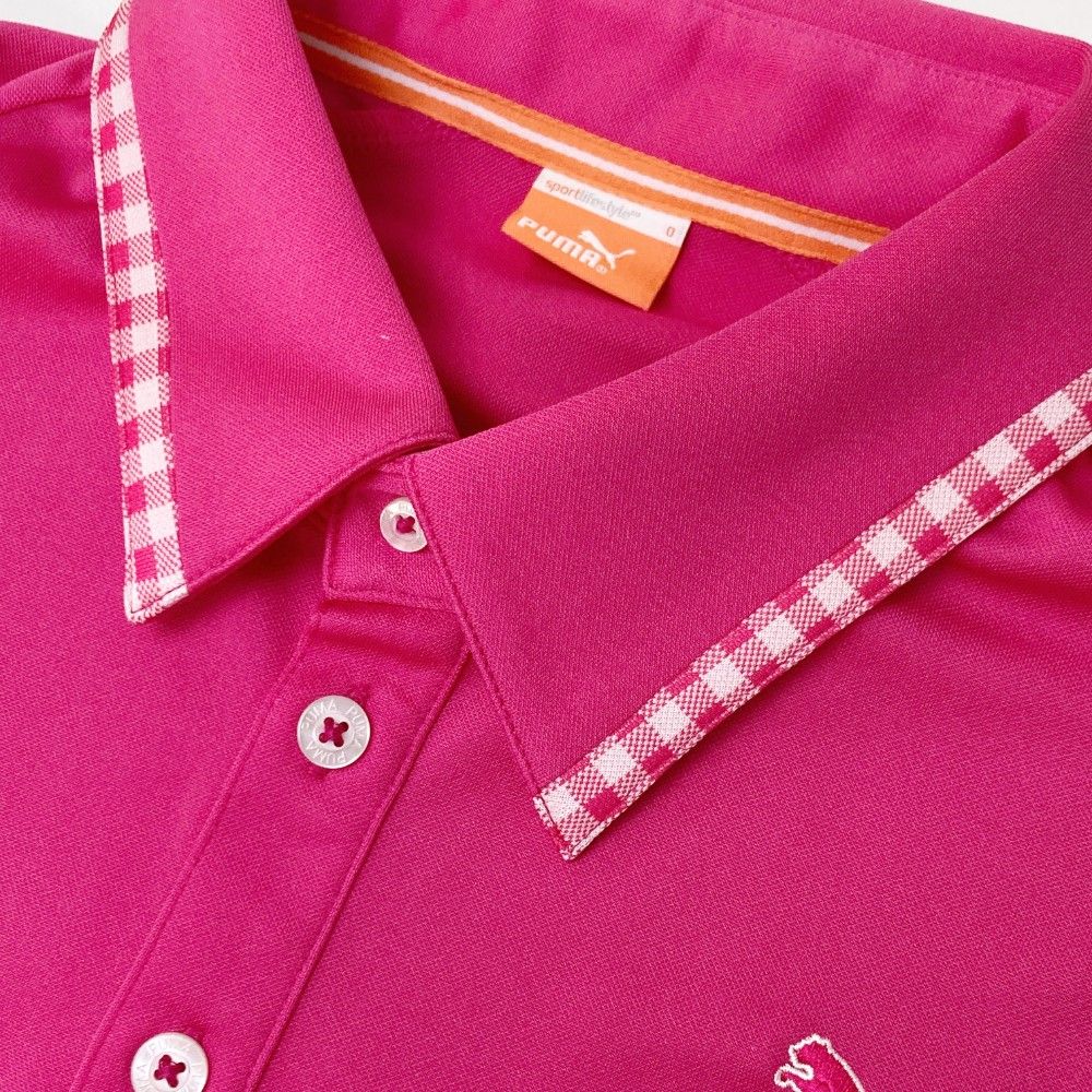 サイズ：O PUMA GOLF プーマゴルフ 半袖ポロシャツ チェック柄 ピンク