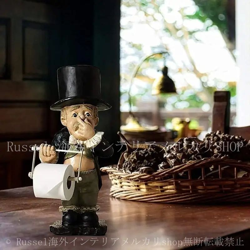 ペーパーホルダー ユニーク 個性的 紳士 モチーフ おしゃれ かわいい インテリア バス トイレット スタンド 収納 省スペース 自立 4-7