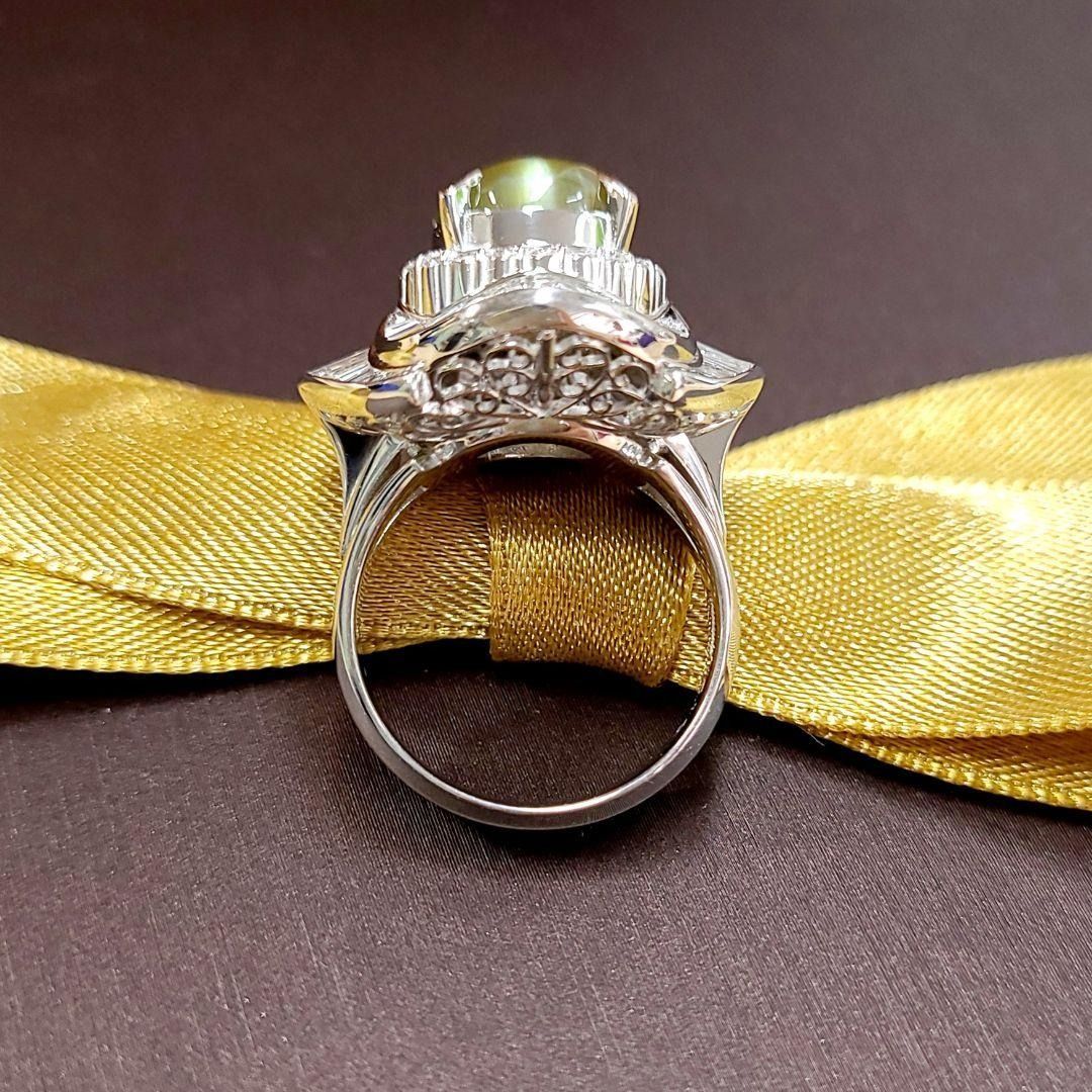 高品質！開運石！ 5ct クリソベリル キャツアイ ダイヤ プラチナ 