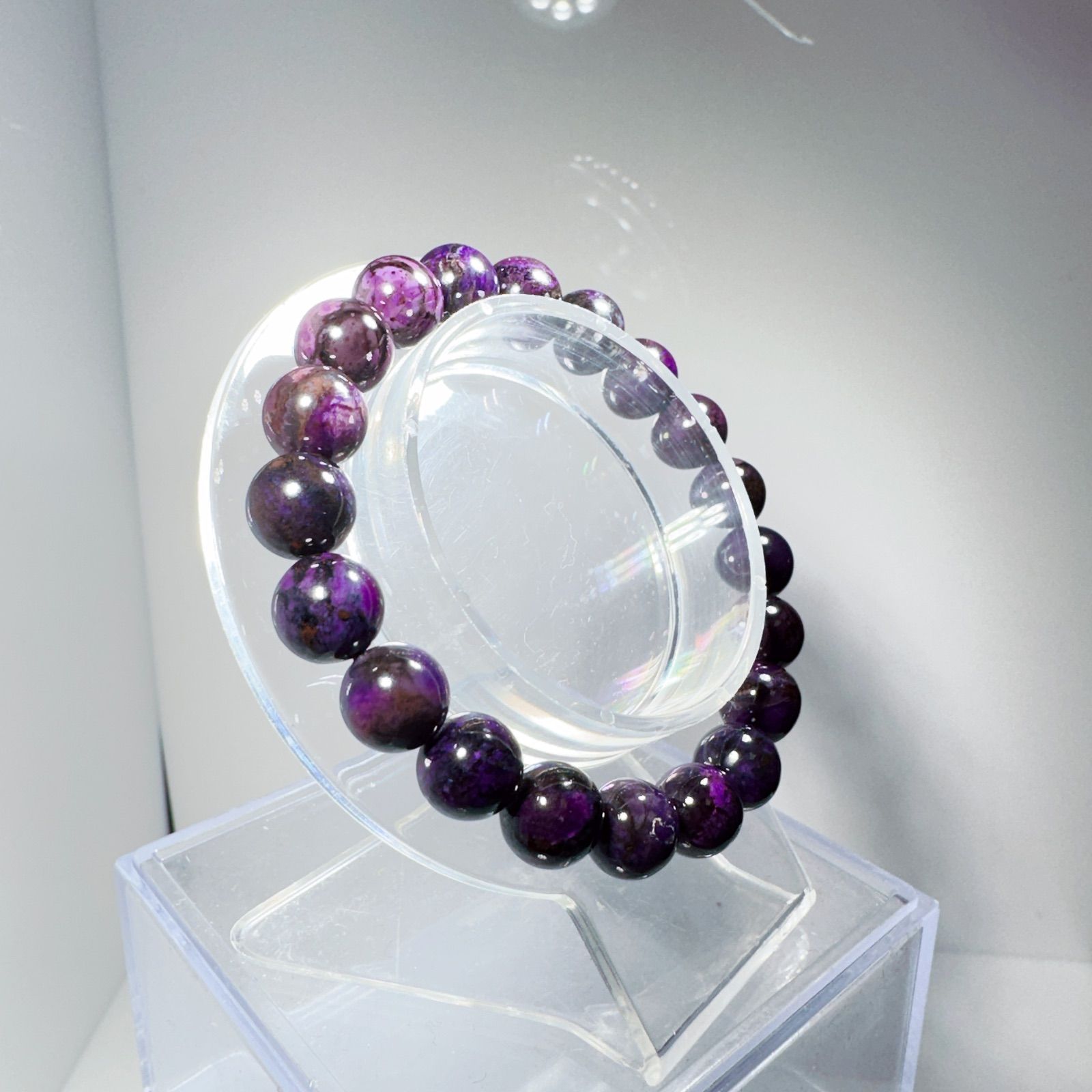 天然スギライトブレスレット 紫色スギライトブレスレットNO25-2385鑑別付